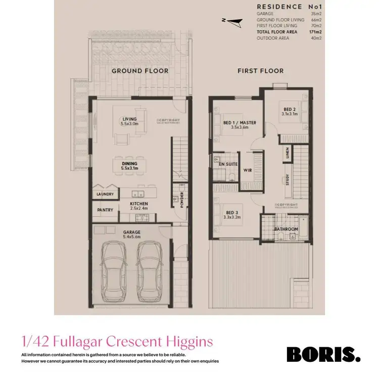 Floorplan of Homely townhouse listing, 1/42 Fullagar Crescent, Higgins ACT 2615