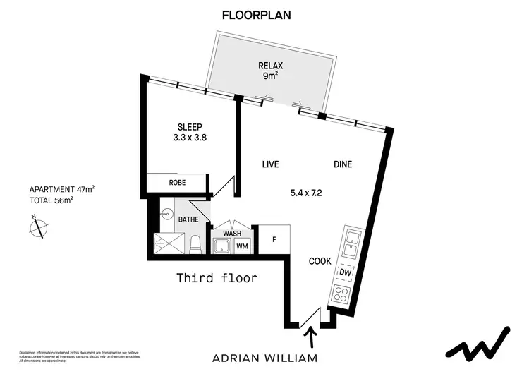 Floorplan of Homely apartment listing, 301/1-3 Larkin Street, Camperdown NSW 2050