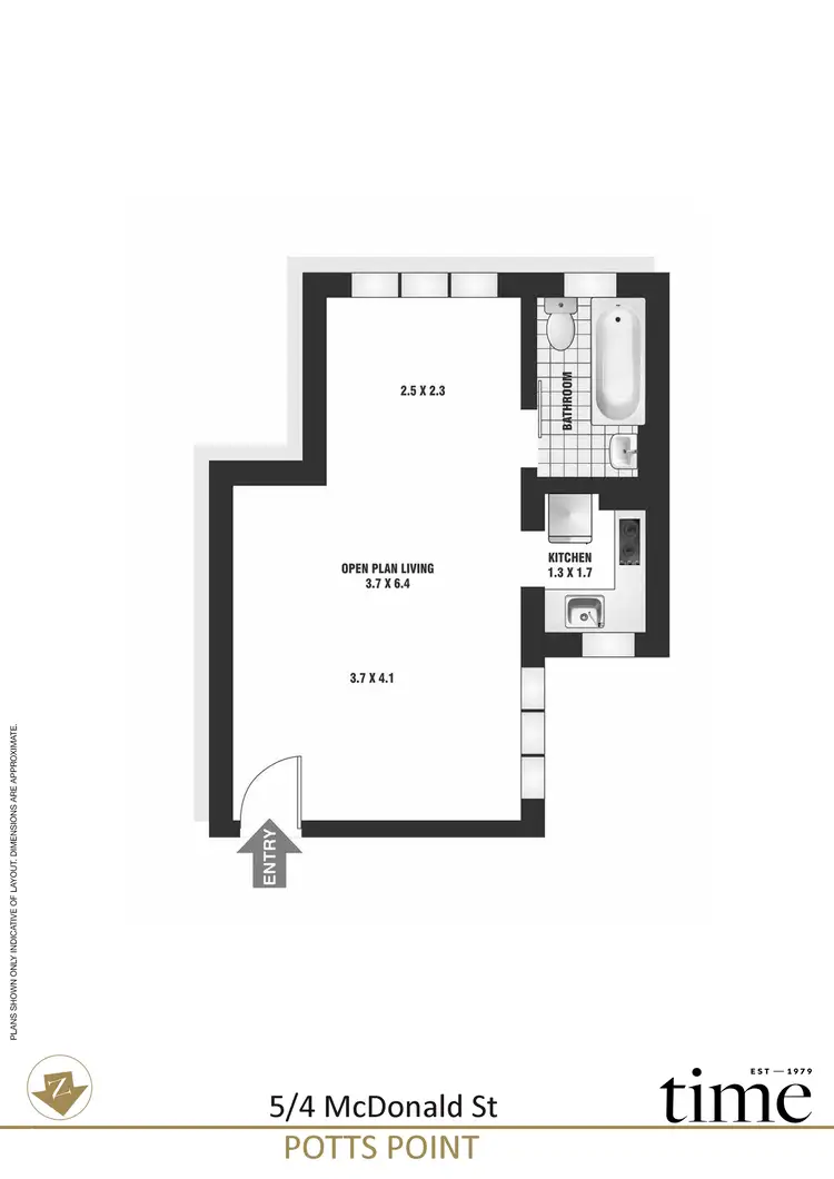 Floorplan of Homely studio listing, 5/4 McDonald Street, Potts Point NSW 2011