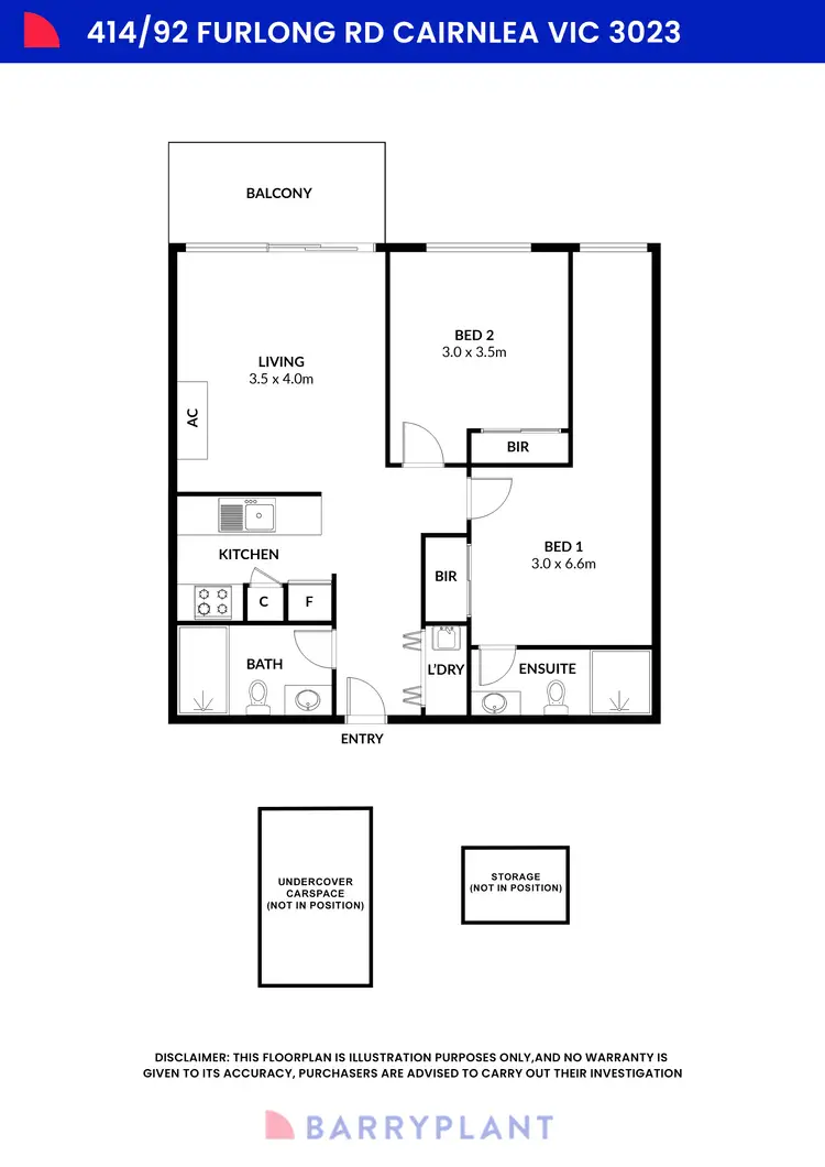 Floorplan of Homely unit listing, 414/93 Furlong Road, Cairnlea VIC 3023