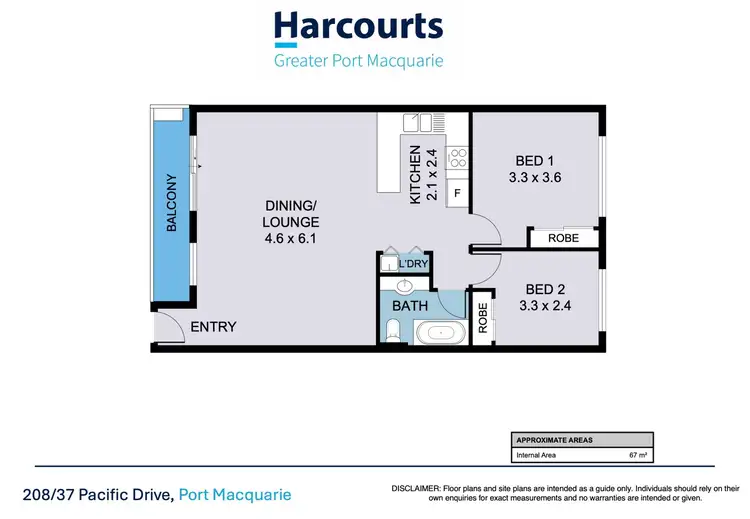 Floorplan of Homely unit listing, 208/37 Pacific Drive, Port Macquarie NSW 2444