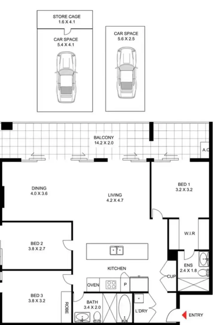 Floorplan of Homely apartment listing, 506C/1 Muller Lane, Mascot NSW 2020