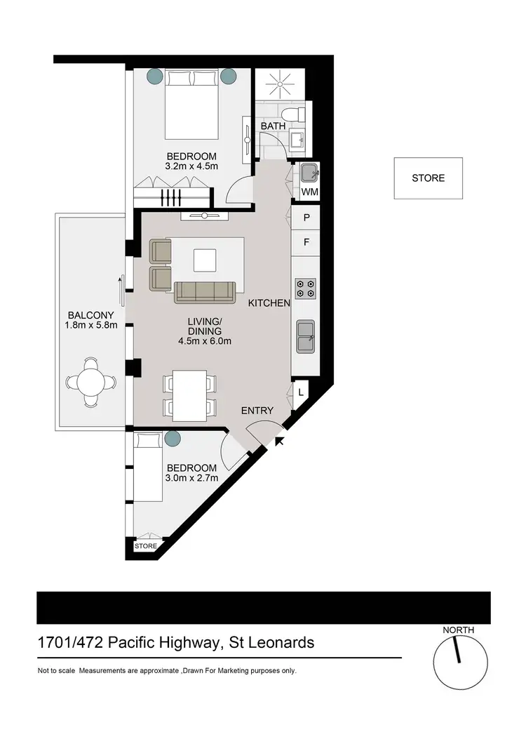 Floorplan of Homely apartment listing, 1701/472 Pacific Highway, St Leonards NSW 2065