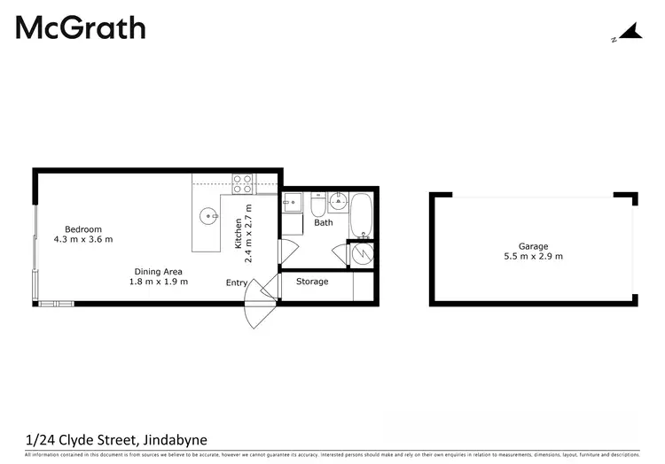 Floorplan of Homely unit listing, 1/24 Clyde Street, Jindabyne NSW 2627