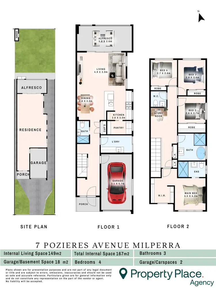Floorplan of Homely semi-detached listing, 7 Pozieres Avenue, Milperra NSW 2214