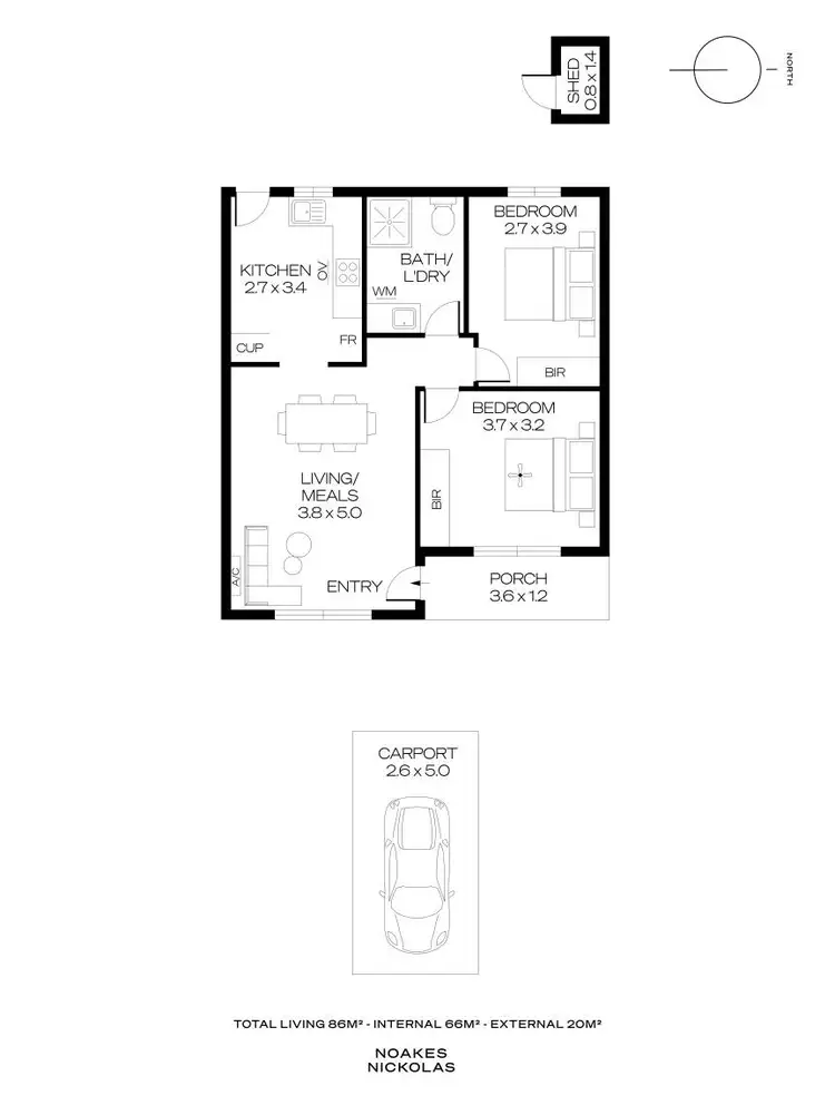 Floorplan of Homely unit listing, 2/27 Daws Road, Mitchell Park SA 5043