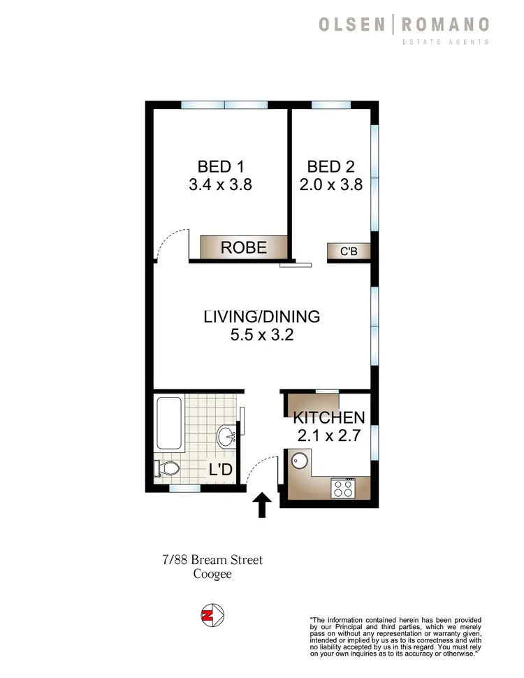 Floorplan of Homely apartment listing, 7/88 Bream Street, Coogee NSW 2034