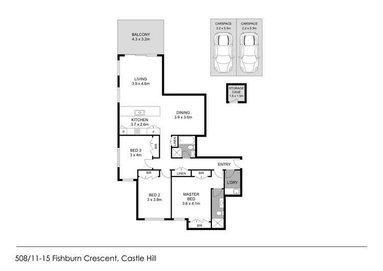 Floorplan of Homely unit listing, 508/28 Chapman Avenue, Castle Hill NSW 2154