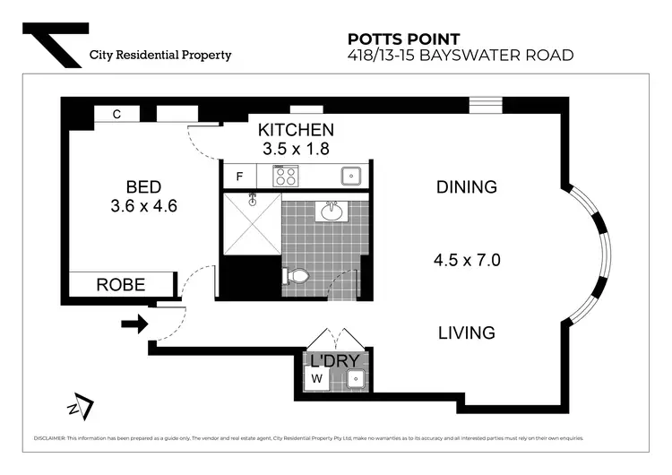 Floorplan of Homely apartment listing, 418/13-15 Bayswater Road, Potts Point NSW 2011