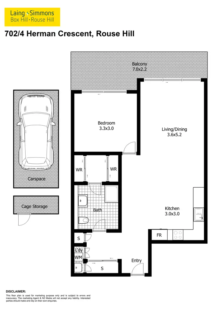 Floorplan of Homely unit listing, 702/4 Herman Crescent, Rouse Hill NSW 2155
