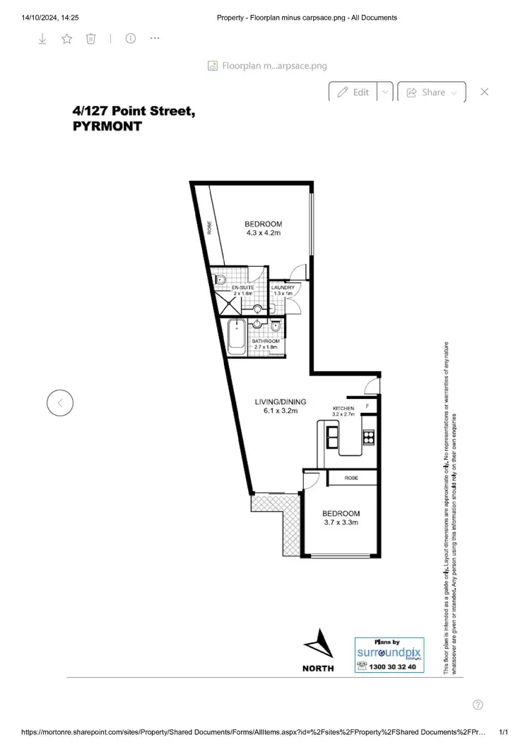 Floorplan of Homely apartment listing, 4/127 Point Street, Pyrmont NSW 2009