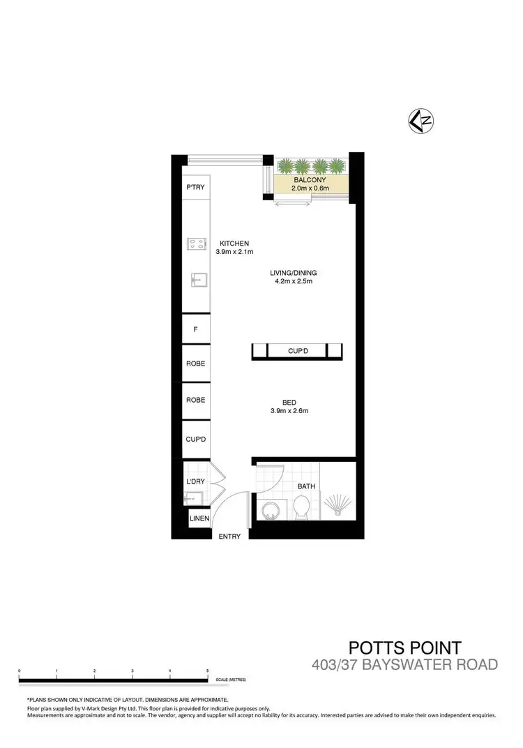 Floorplan of Homely studio listing, 403/37 Bayswater Road, Potts Point NSW 2011
