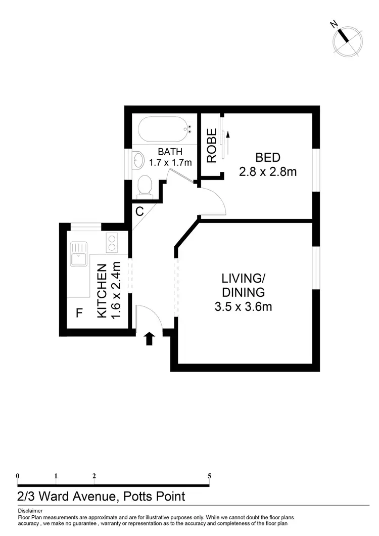 Floorplan of Homely apartment listing, 2/3 Ward Avenue, Potts Point NSW 2011