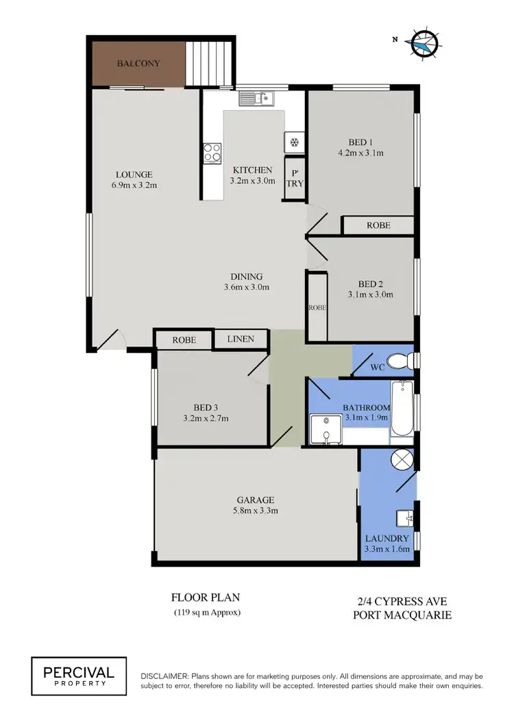 Floorplan of Homely villa listing, 2/4 Cypress Avenue, Port Macquarie NSW 2444