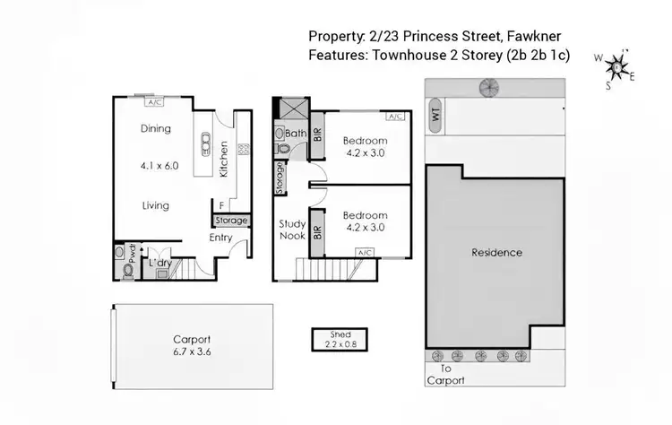 Floorplan of Homely townhouse listing, 2/23 Princess Street, Fawkner VIC 3060
