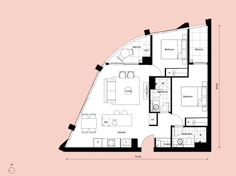 Floorplan of Homely apartment listing, 712/220 Melrose Drive, Phillip ACT 2606