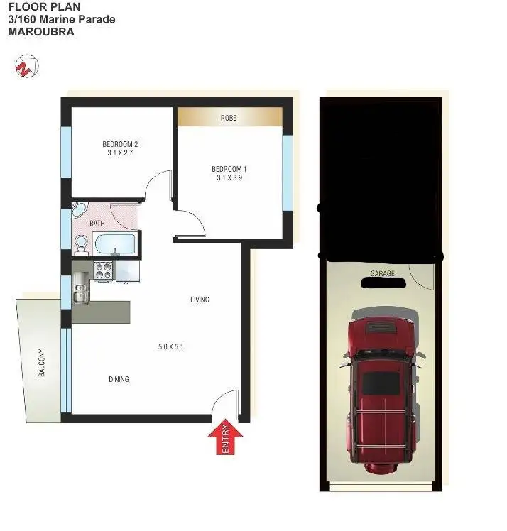Floorplan of Homely apartment listing, 3/160 Marine Parade, Maroubra NSW 2035