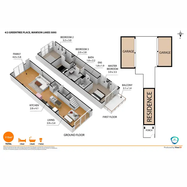 Floorplan of Homely townhouse listing, 4/2 Greentree Place, Mawson Lakes SA 5095