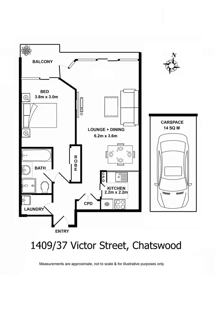Floorplan of Homely unit listing, 1409/37 Victor Street, Chatswood NSW 2067