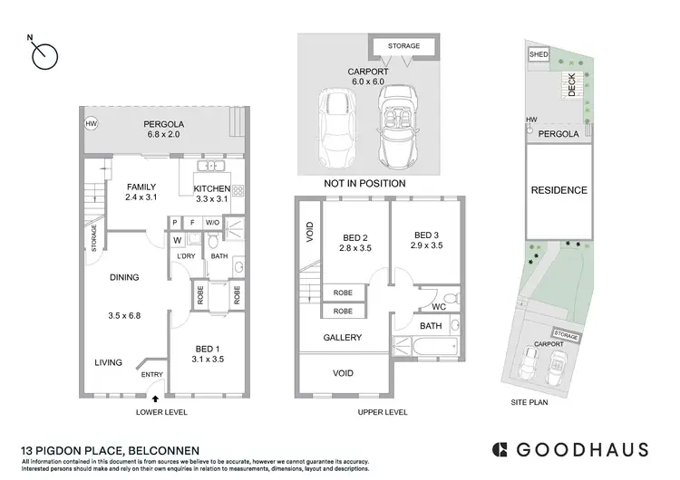 Floorplan of Homely townhouse listing, 13 Pigdon Place, Belconnen ACT 2617
