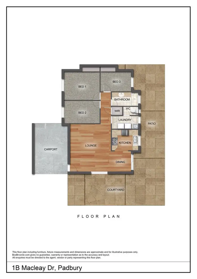 Floorplan of Homely semi-detached listing, 1B Macleay Drive, Padbury WA 6025