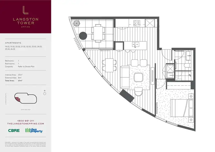 Floorplan of Homely apartment listing, 2102/22 Langston Place, Epping NSW 2121