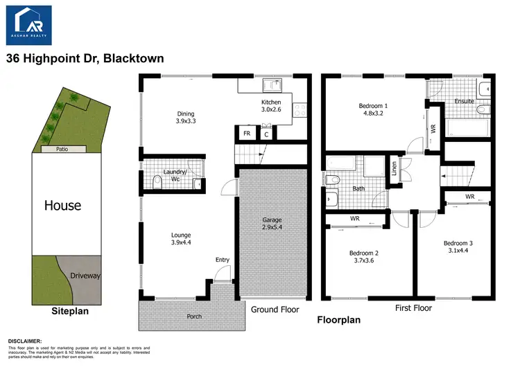 Floorplan of Homely townhouse listing, 36 Highpoint Drive, Blacktown NSW 2148