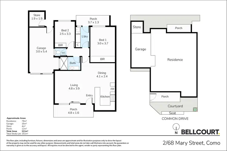 Floorplan of Homely villa listing, 2/68 Mary Street, Como WA 6152