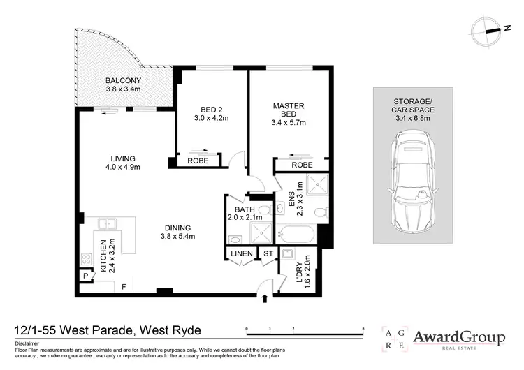 Floorplan of Homely apartment listing, 12/1-55 West Parade, West Ryde NSW 2114