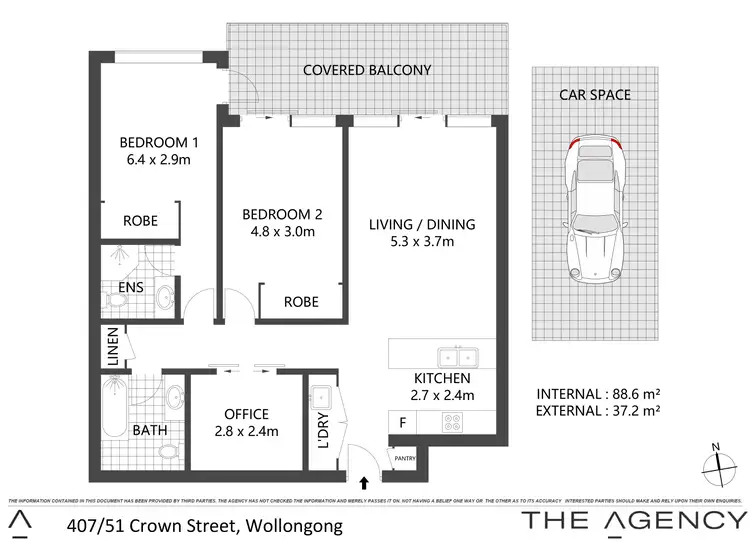 Floorplan of Homely apartment listing, 407/51 Crown Street, Wollongong NSW 2500