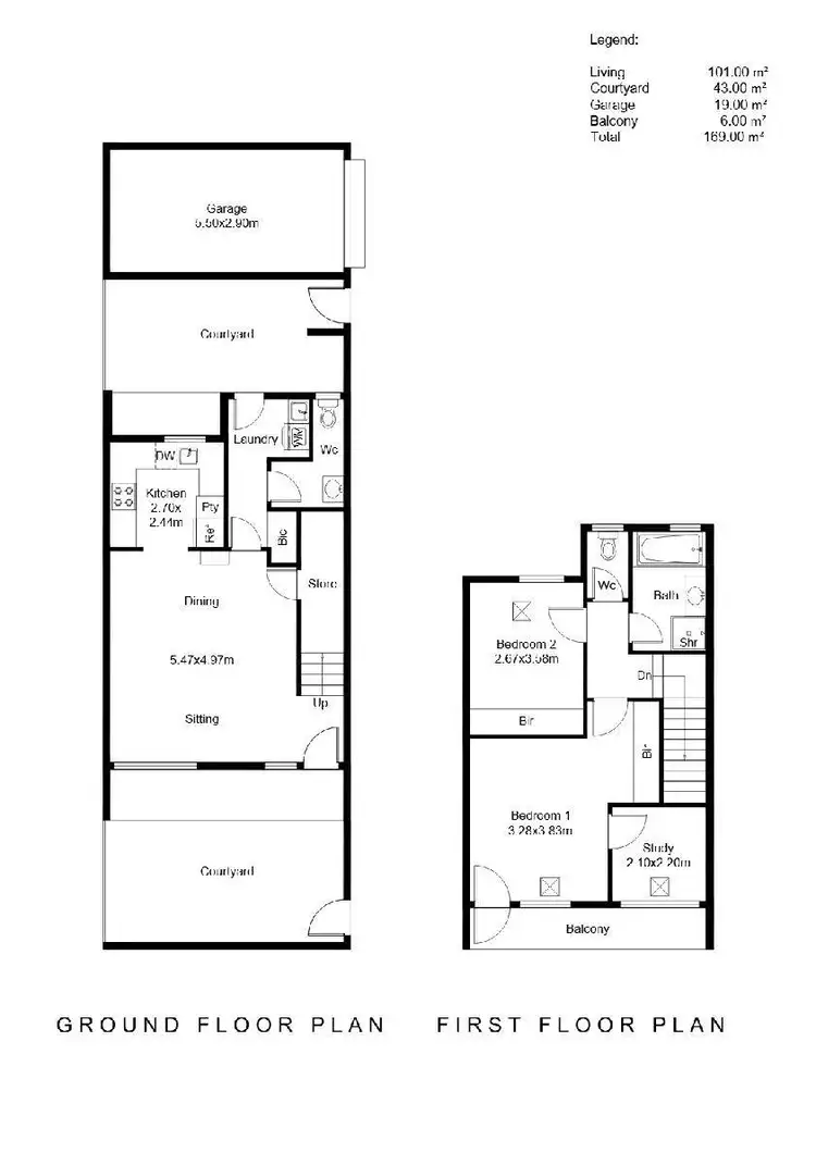 Floorplan of Homely townhouse listing, 3/122 Barton Terrace, North Adelaide SA 5006
