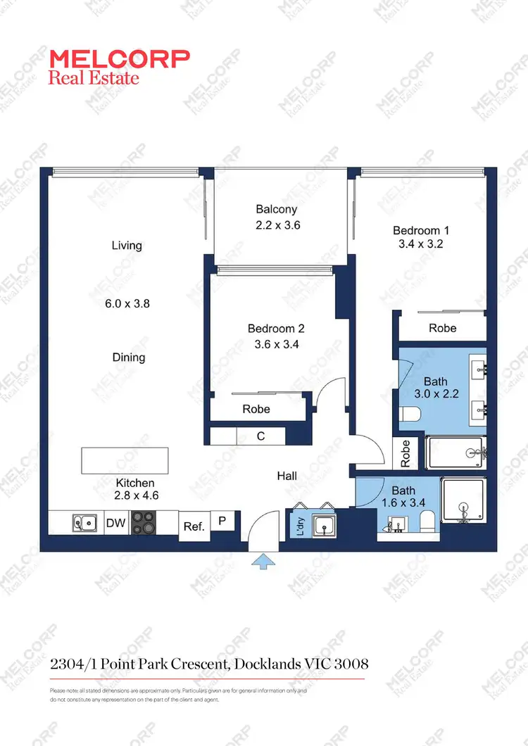 Floorplan of Homely apartment listing, 2304/1 Point Park Crescent, Docklands VIC 3008