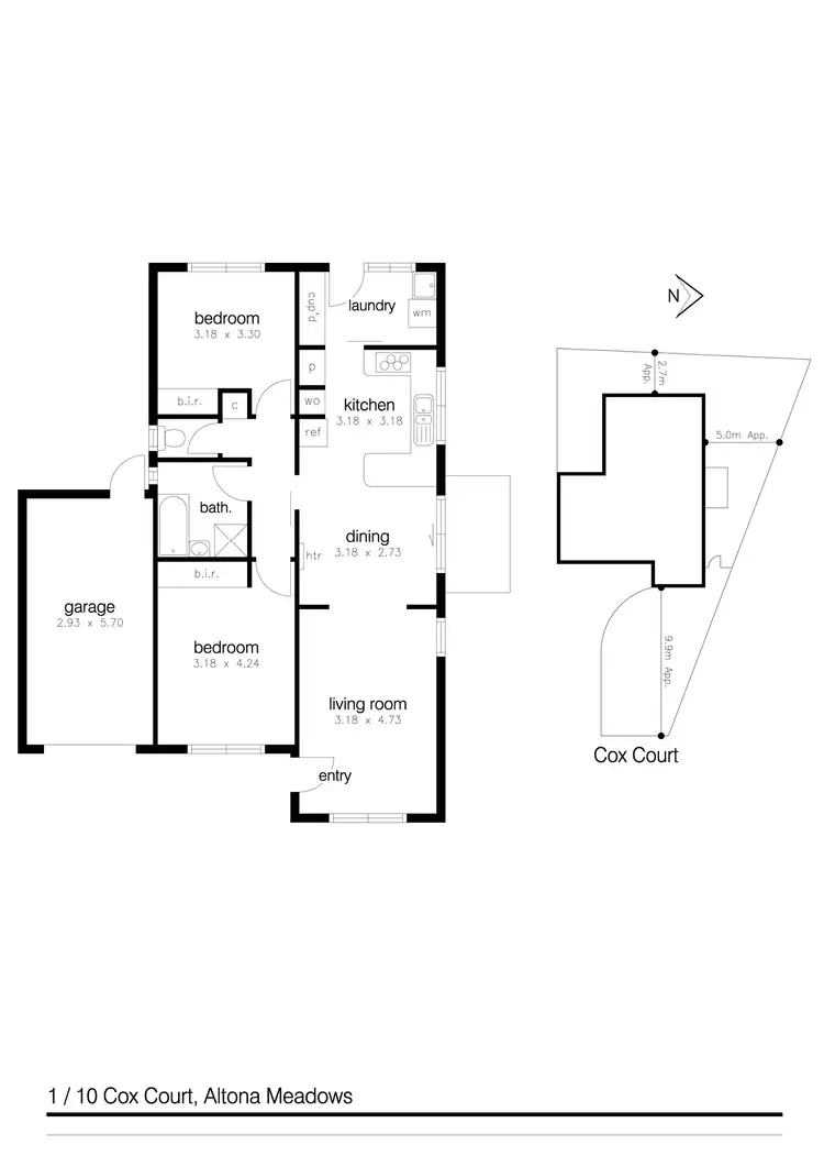 Floorplan of Homely unit listing, 1/10 Cox Court, Altona Meadows VIC 3028