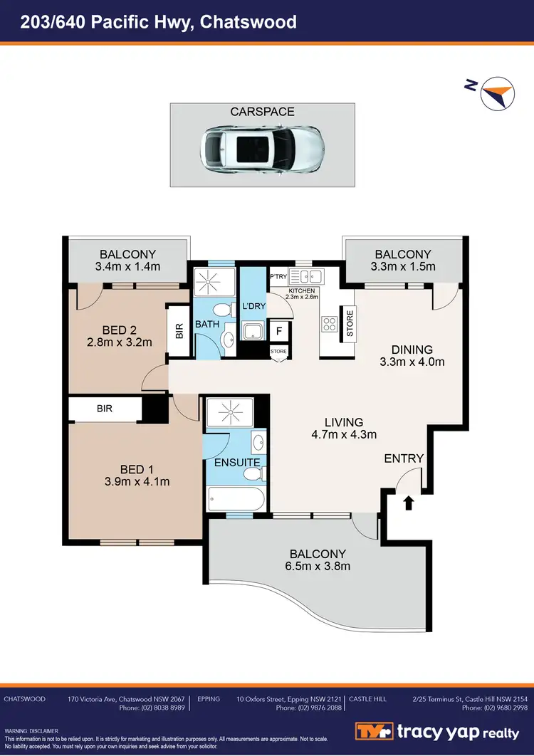 Floorplan of Homely apartment listing, 203/640 Pacific Highway, Chatswood NSW 2067