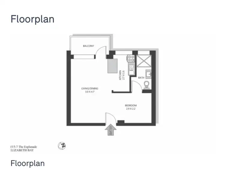 Floorplan of Homely studio listing, 15/5-7 Esplanade, Elizabeth Bay NSW 2011