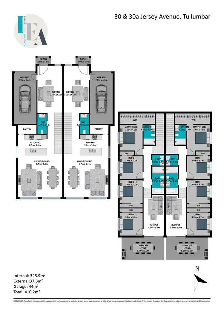 Floorplan of Homely semi-detached listing, 30 & 30a Jersey Avenue, Tullimbar NSW 2527