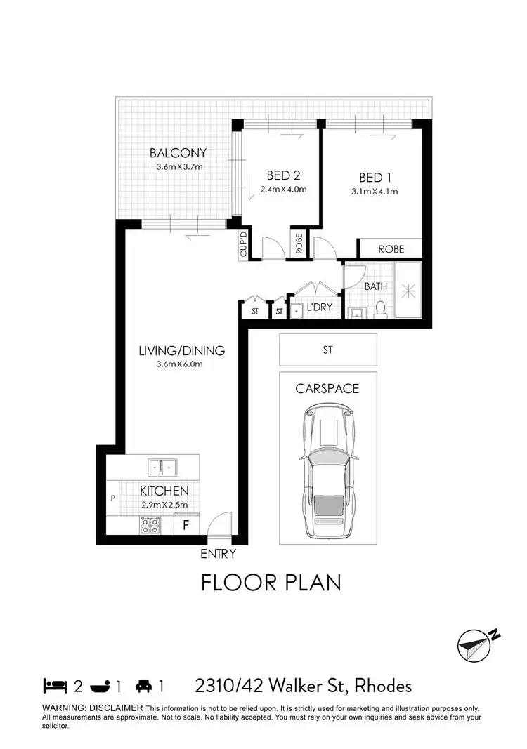 Floorplan of Homely apartment listing, 2310/42 Walker Street, Rhodes NSW 2138