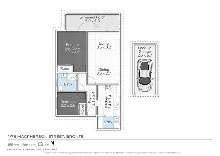 Floorplan of Homely unit listing, 1/78 MacPherson Street, Bronte NSW 2024
