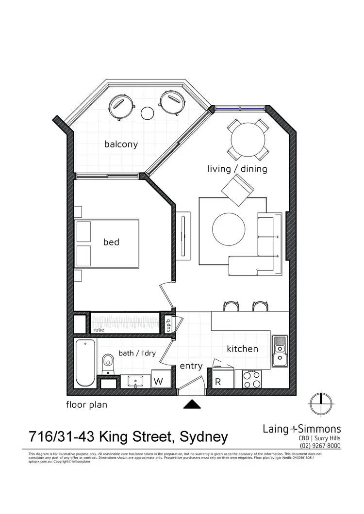 Floorplan of Homely apartment listing, 716/31-43 King Street, Sydney NSW 2000