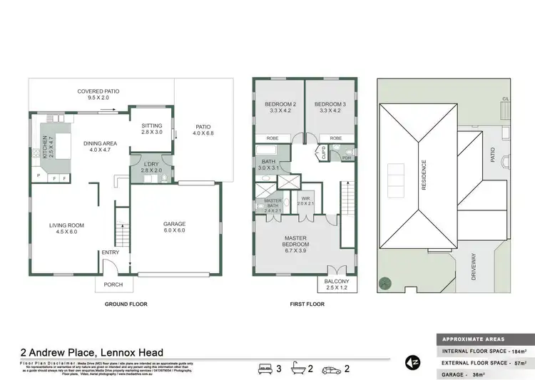Floorplan of Homely house listing, 2 Andrew Place, Lennox Head NSW 2478