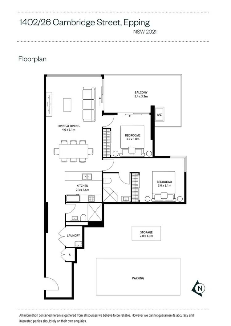 Floorplan of Homely apartment listing, 1402/26 Cambridge Street, Epping NSW 2121