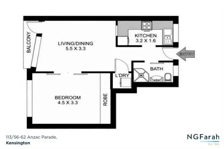Floorplan of Homely apartment listing, 113/56-62 Anzac Parade, Kensington NSW 2033