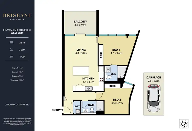 Floorplan of Homely apartment listing, 81204/23 Mollison Street, West End QLD 4101