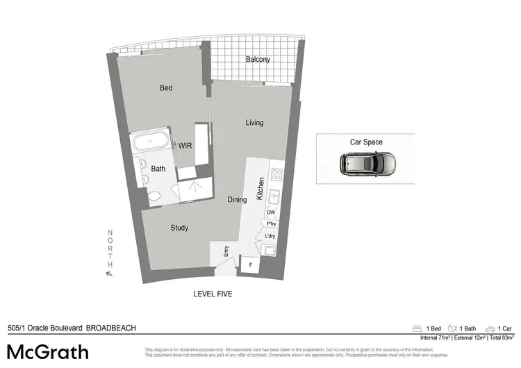 Floorplan of Homely apartment listing, 505/1 Oracle Boulevard, Broadbeach QLD 4218