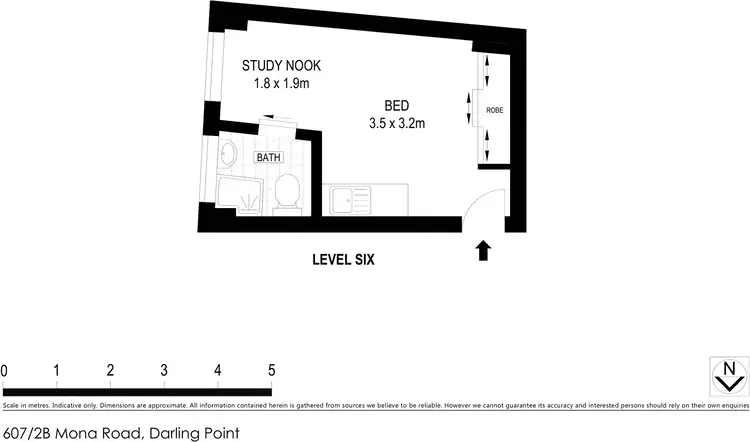 Floorplan of Homely studio listing, 607/2b Mona Road, Darling Point NSW 2027