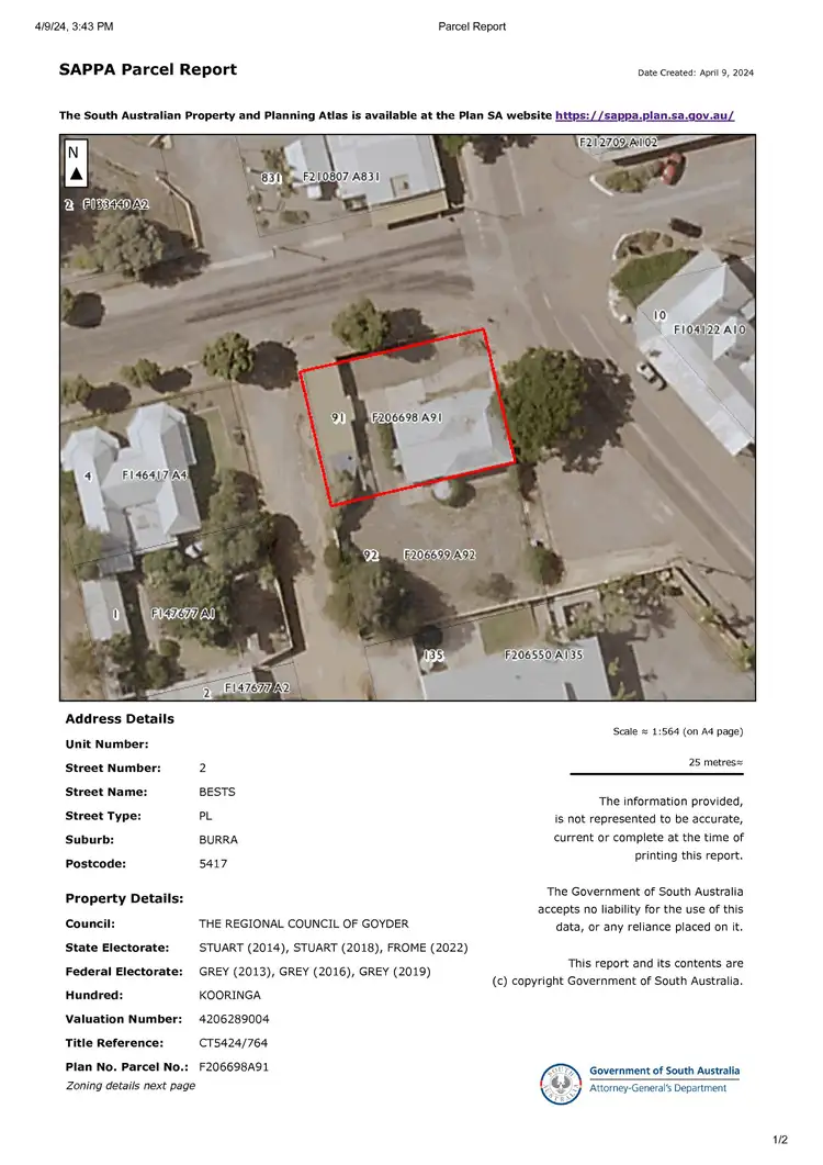 Floorplan of Homely house listing, 2 Bests Place, Burra SA 5417