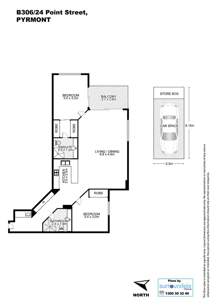 Floorplan of Homely apartment listing, B306/24 Point Street, Pyrmont NSW 2009