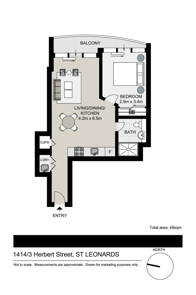 Floorplan of Homely apartment listing, 1414/3 Herbert Street, St Leonards NSW 2065