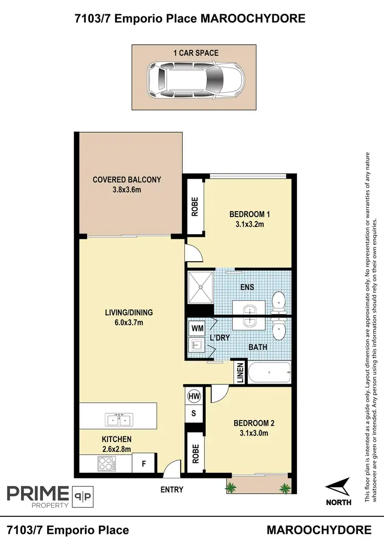 Floorplan of Homely unit listing, 7103/7 Emporio Place, Maroochydore QLD 4558