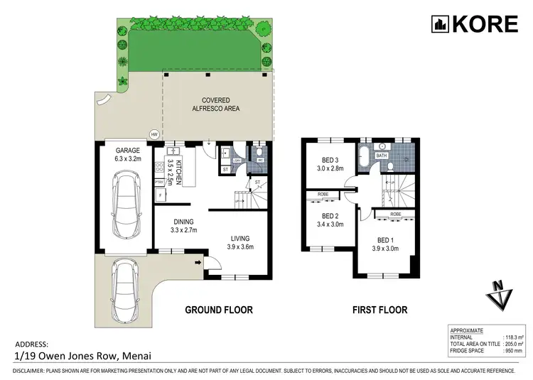 Floorplan of Homely townhouse listing, 1/19 Owen Jones Row, Menai NSW 2234